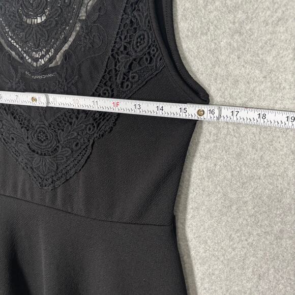 Foreign Exchange Dress Large Mini Crochet Lace Witchy Skater Boho Cowgirl Gothic - Picture 5 of 11